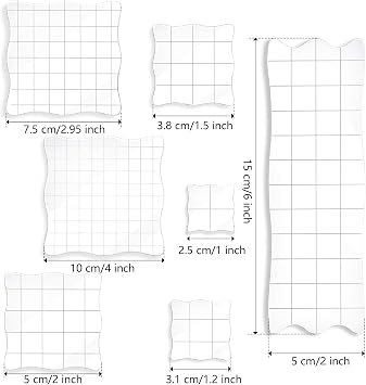 7 Pieces Acrylic Stamp Blocks Set Clear Stamping Blocks Tools with Grid and Grip, Decorative Stamp Blocks for Kids Scrapbooking Crafts Making, DIY Crafts Ornaments