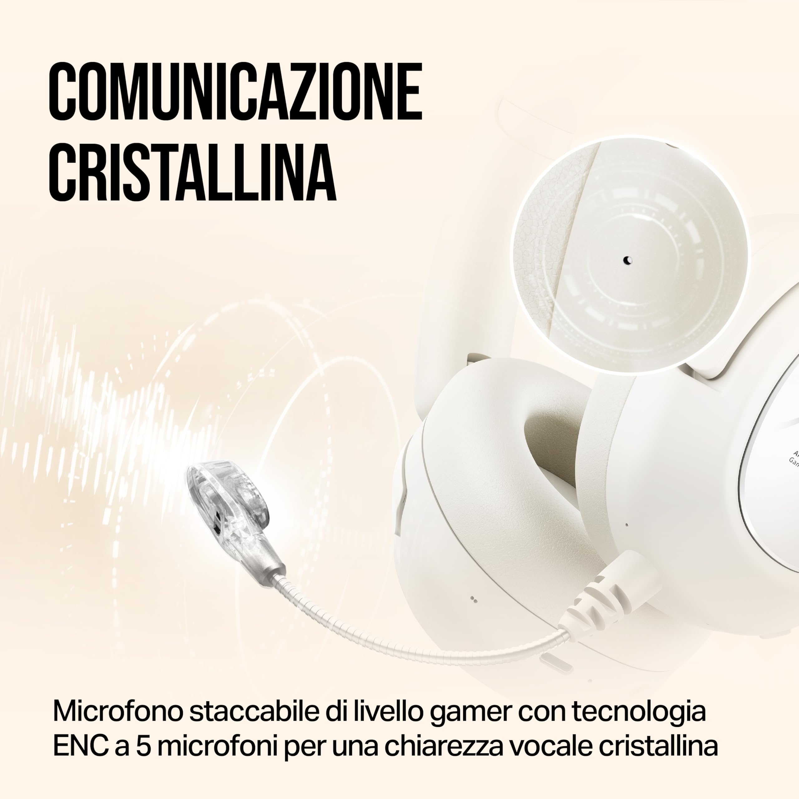 OXS Storm A2 Cuffie da Gioco Wireless, Cancellazione Attiva del Rumore, Bluetooth 5.4 & Bassa Latenza 2,4 GHz, Doppia Modalità EQ, 70 Ore di Batteria, per PC, PS4, PS5, Switch e Cellulare, Bianco