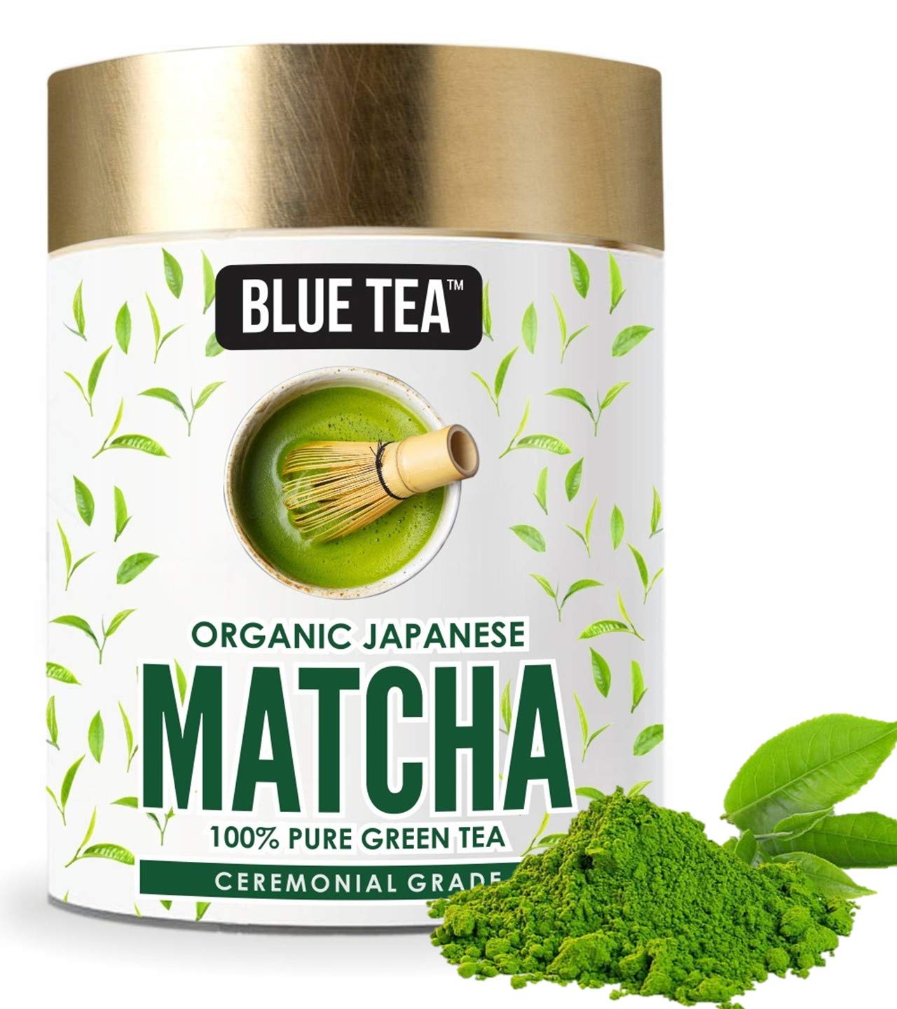 BLUE TEA - Organic Japanese Matcha Green Tea Powder (30g) in TIN - Ceremonial Grade - USDA Organic Certified- For Slimming and Detox - For Gift