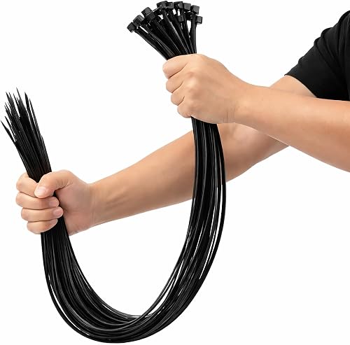 On1shelf® Cable Ties, 1000mm x 12.0mm, 40" Premium Tie Wraps, Strong and Long Nylon Zip (10, Black)