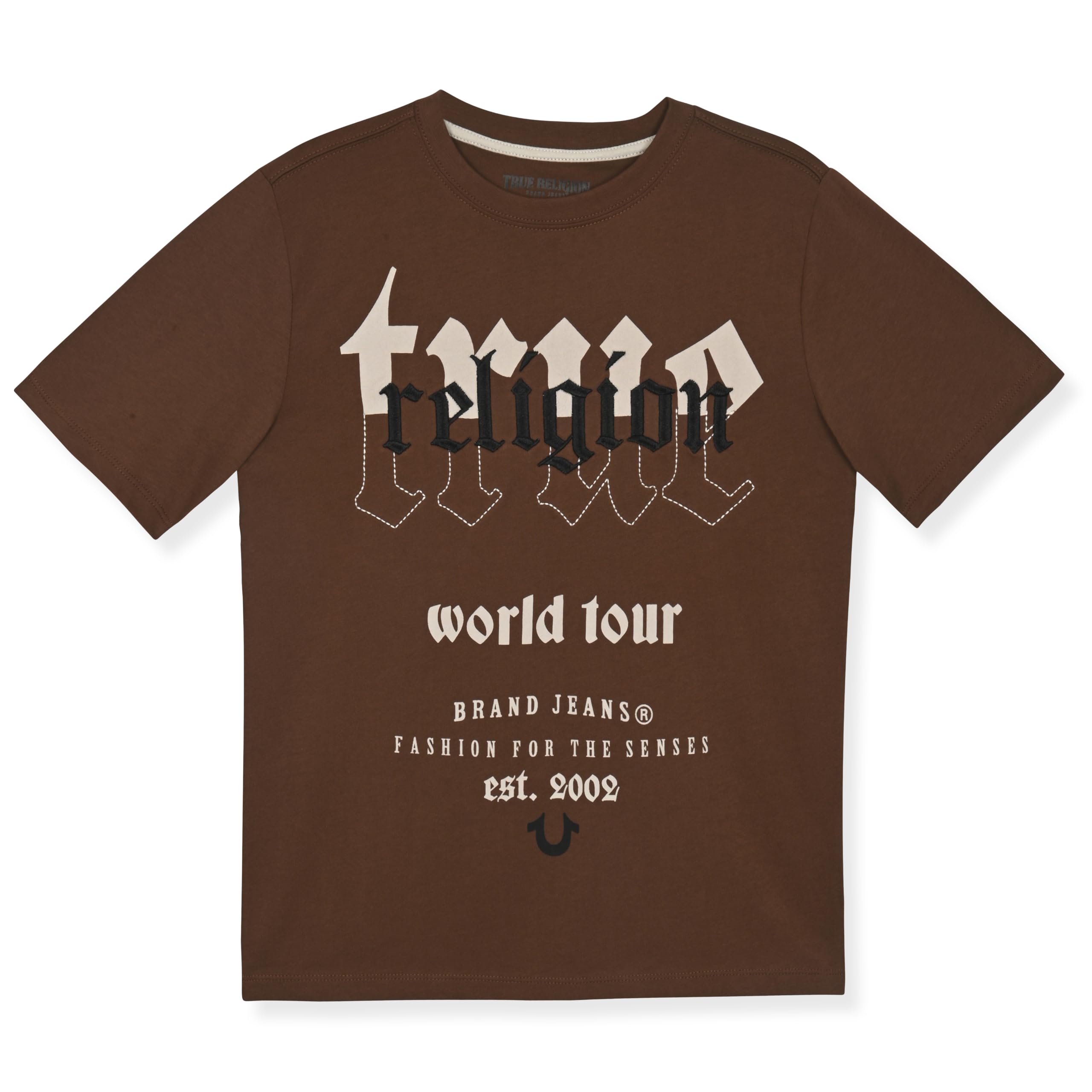 True Religion Boys Tee Shirts Short Sleeve Cotton T-Shirt for Boys Graphic Tees 14-16 Fudge