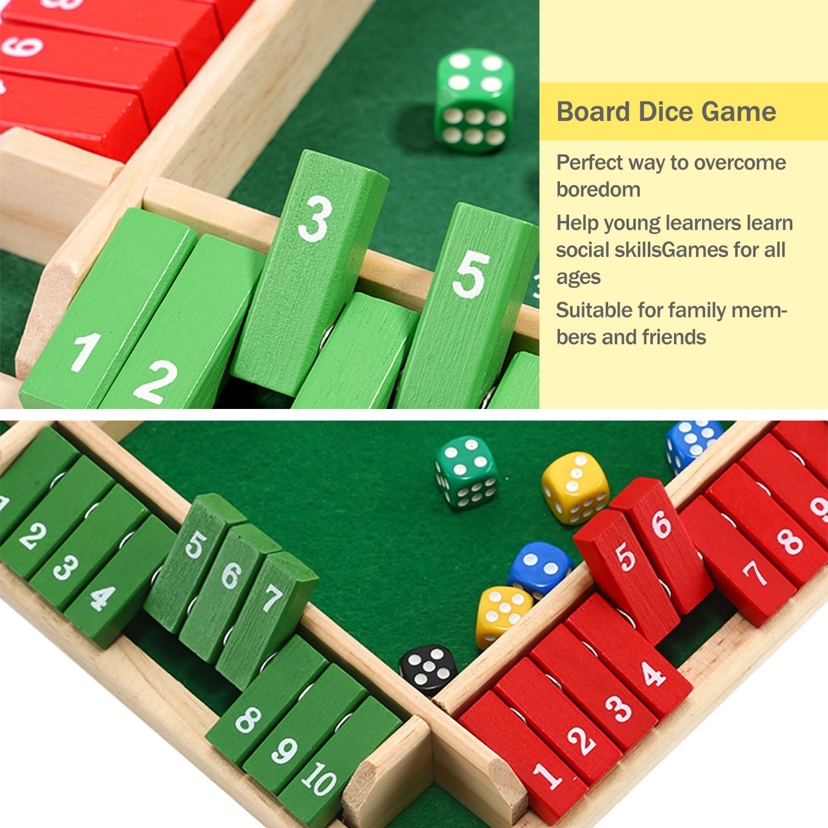 JurciCat Shut The Box Jeux En Bois 2-4 Joueurs 8 Dés Adultes Et Enfants Jeux De Societe En Bois Jeux Mathematiques Pour Salle De Classe Maison Fete JurciCat Shut The Box Jeux En Bois 2-4 Joueurs 8 Dés Adultes Et Enfants Jeux De Societe En Bois Jeux Mathematiques Pour Salle De Classe Maison Fete