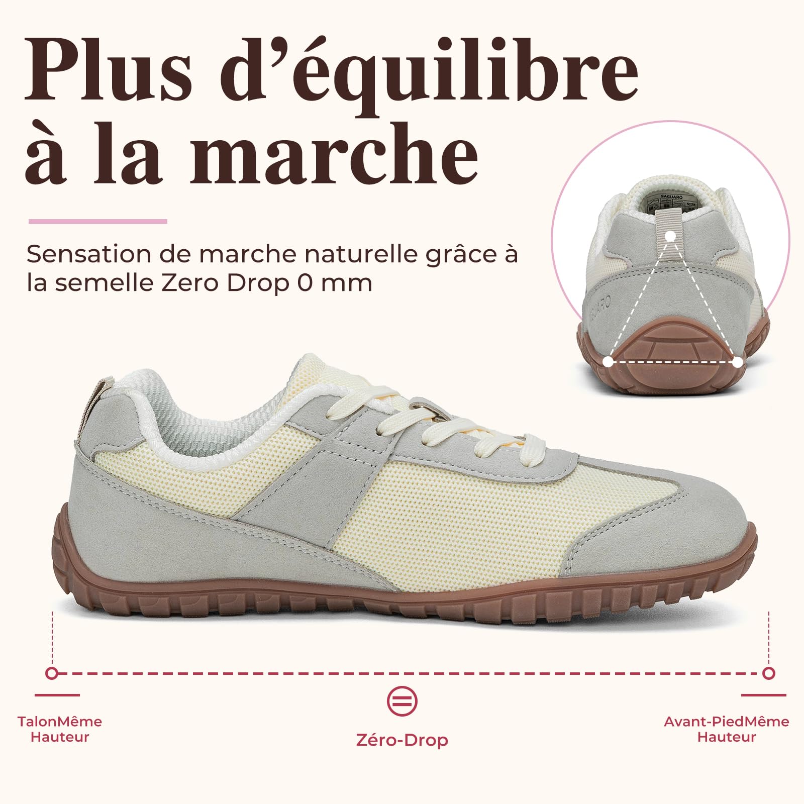 SAGUARO Chaussures Minimalistes Barefoot Femme Baskets Pieds Nus à Bout Large pour Marche, Fitness, GR. 35-43
