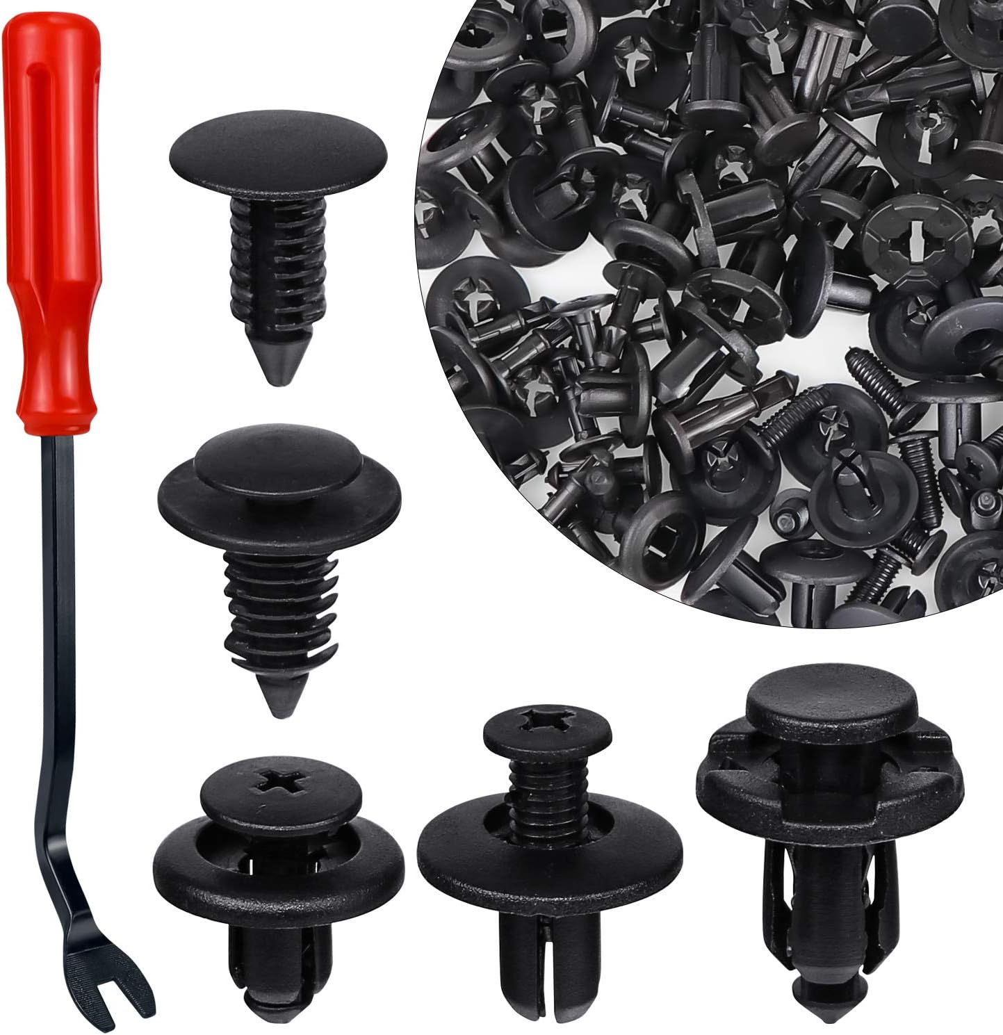 210 Pcs Car Retainer Bumper Clips, Yotako Universal Auto Car Retainer Push Pin Rivet Trim Clip Panel Bumper Fastener Kit with 1 Pcs Fastener Remover,4 Sizes Bumper Clips(7mm 8mm 9mm 10mm)