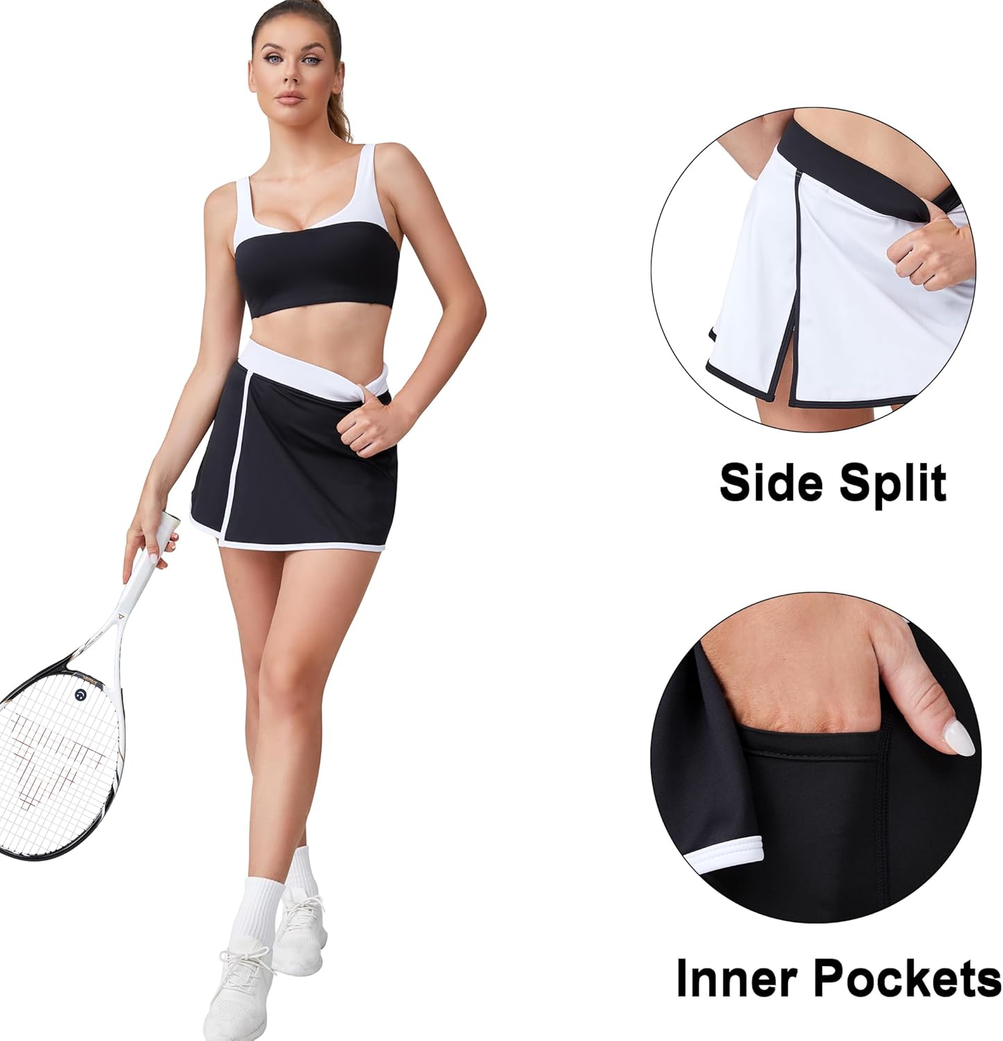 Move With You Women's Tennis Golf Skirts with Pockets Inner Shorts for Athletic Skorts Sports Running Workout Pickleball - Image 4