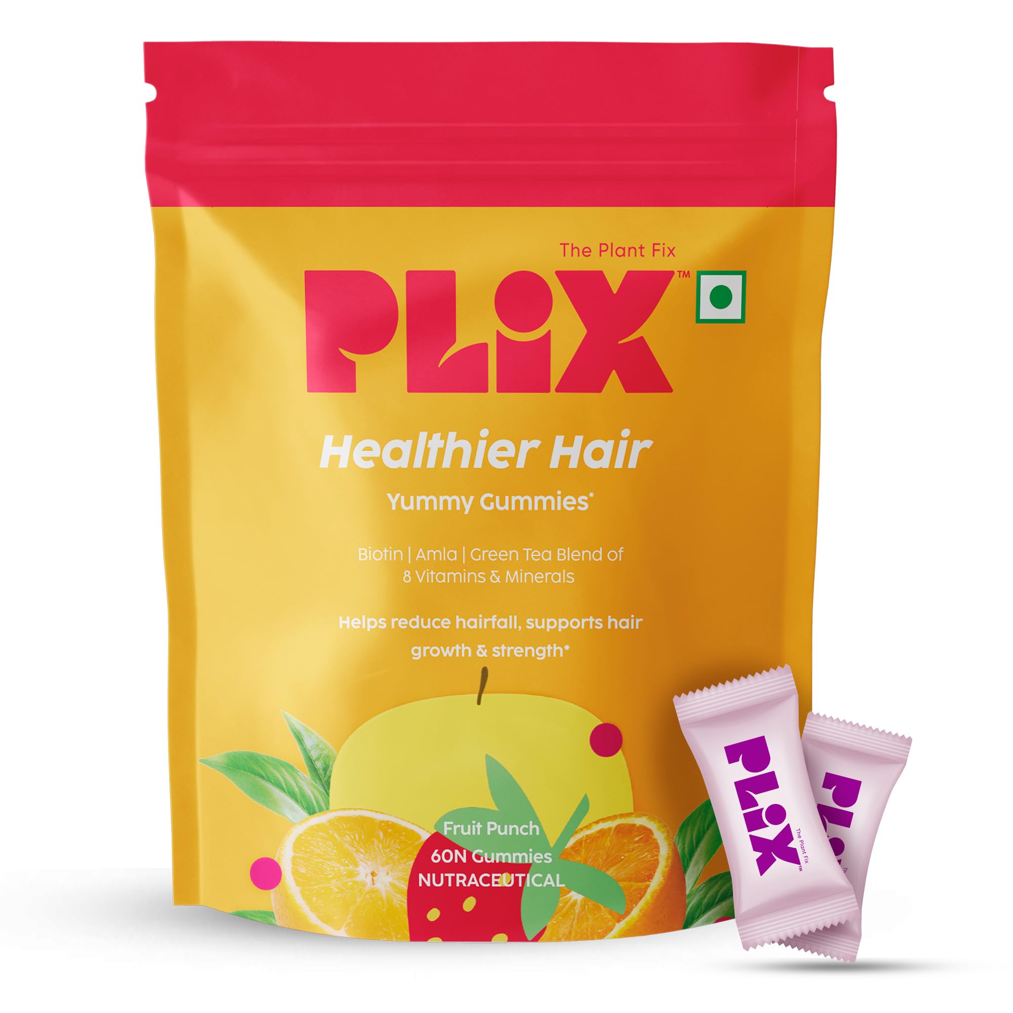 PLIX - THE PLANT FIX Biotin Hair Gummies For Healthy,Strong Hair&Reduced Hairfall|Enriched With Amla,Green Tea + 8 Vitamins&Minerals|60 Days Pack For Men&Women|100% Vegetarian-picture-39