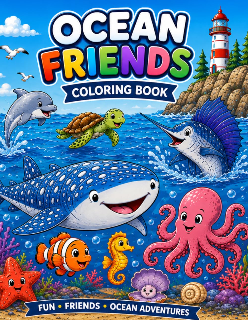 Ocean Friends Coloring Book: Fun Friends Adventures