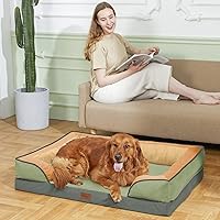 Vista 407 de Comfort Expression Cama ortopédica para perros extra grandes de 45 x 35 pulgadas, cama para mascotas XL de espuma tipo caja de huevos impermeable