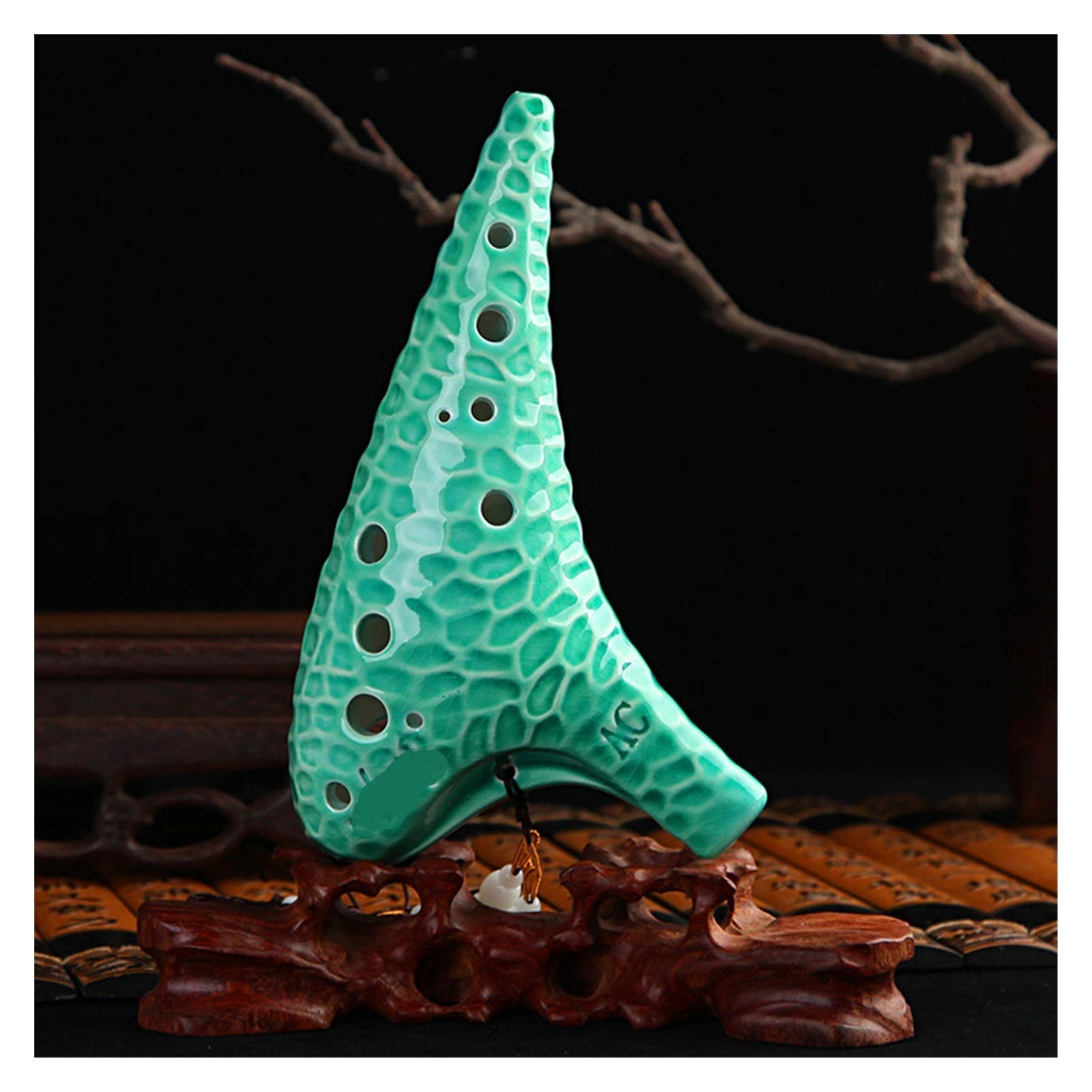 Ocarina Profesional de Flauta de la Serie Sea Wave de 12 Agujeros Alto AC Tuning (Color : Green)