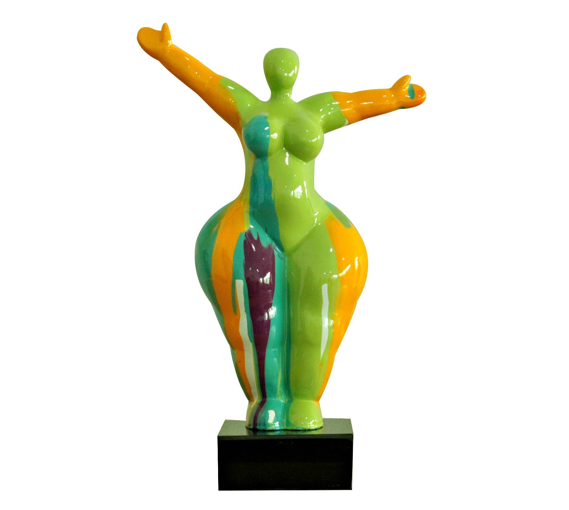 Statuetta Donna in piedi Statua Decorazione Arancione e multicolore stile Pop Art – Oggetto Design moderno