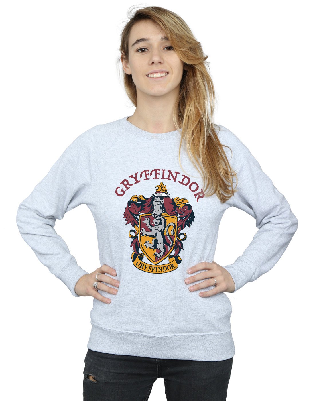 Harry Potter Women's Gryffindor Crest Sweatshirt Heather Grey Medium