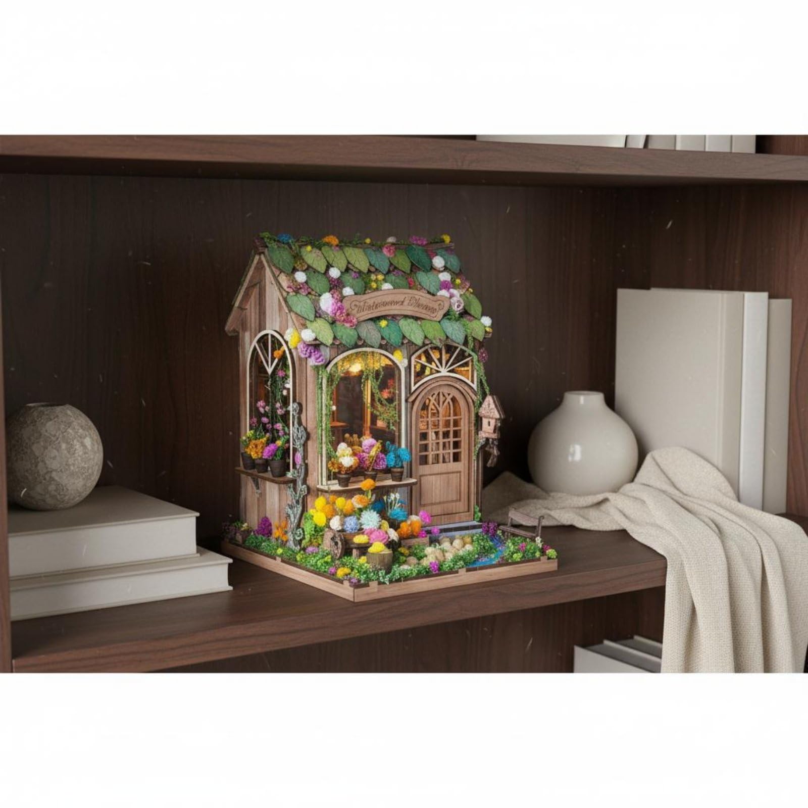 Kit Casa Muñecas DIY ción l Hogar Casa Muñecas DIY Luz LED Pequeña Miniatura Flores para Adultos, Colección
