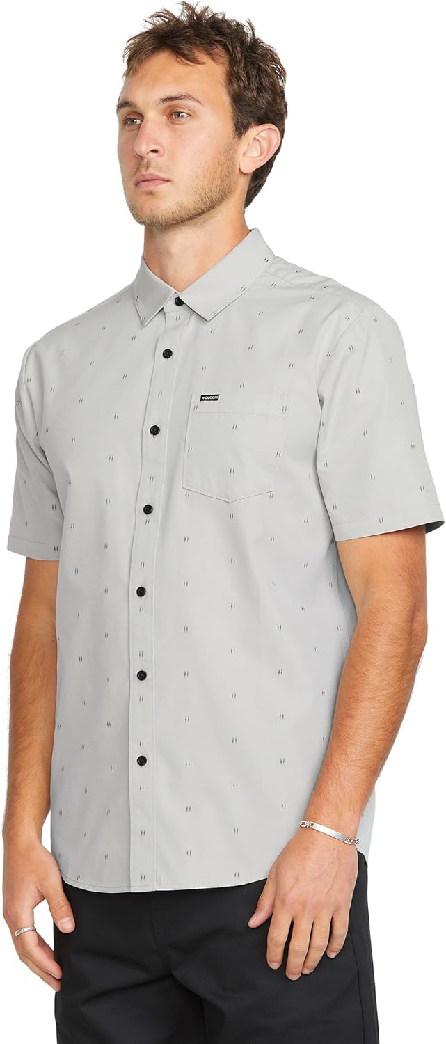 Volcom Men's Bankstone Button-Down Shirt –Short Sleeve Woven Shirt Chest Pocket
