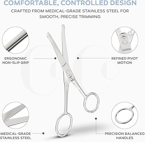 Miniatura 3 de Coco's - Tijeras redondeadas de seguridad para nariz y orejas  Herramienta de aseo de precisión de acero inoxidable para hombres y mujeres, corte de