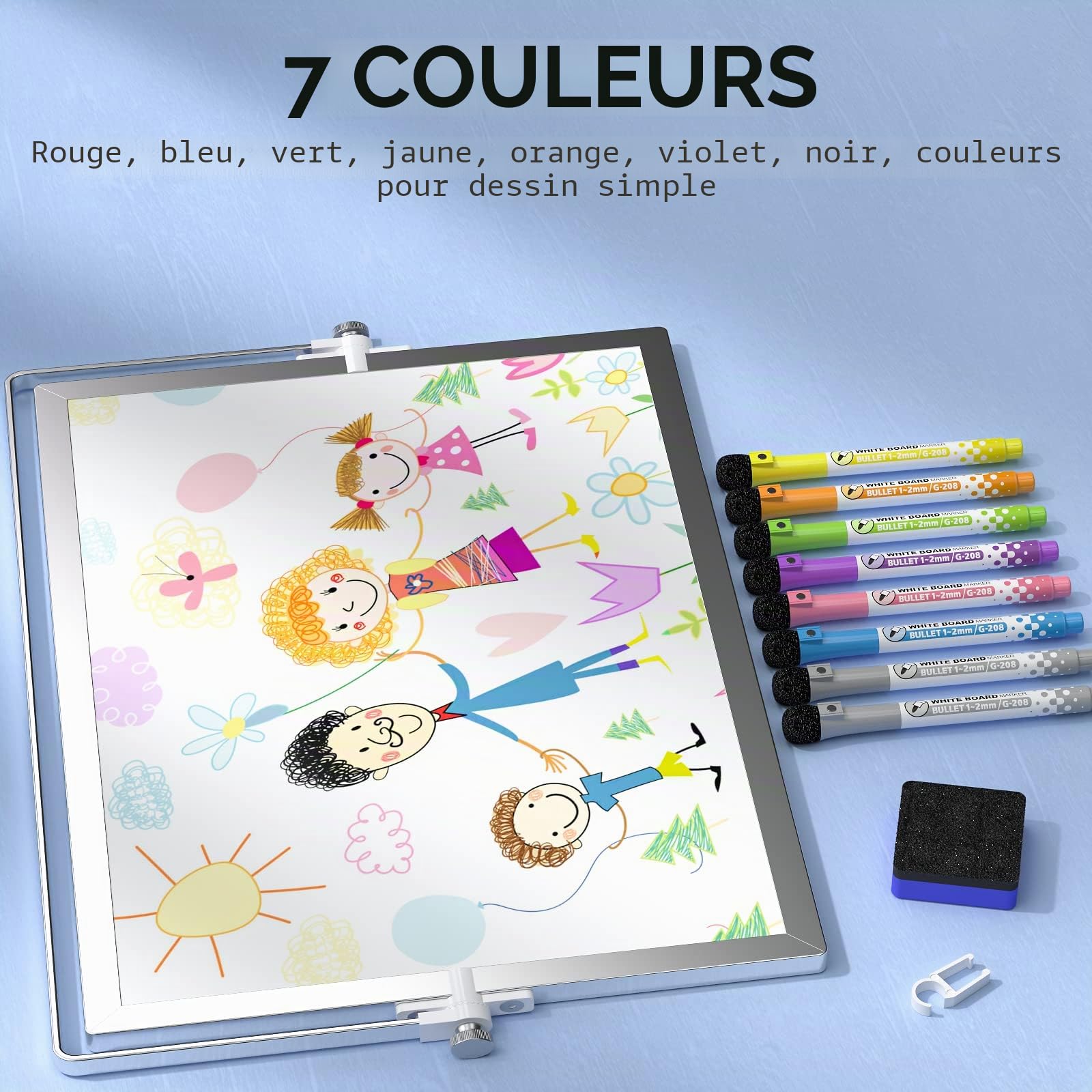 Nicpro Tableau Blanc Effacable A3 avec Support, 30 x 40 cm Petit Desktop Tableau Double Face avec 8 Couleur Marqueurs, Gomme, Aimants, Tableau Magnetique pour Utilisation en Classe Dessin En écrivant