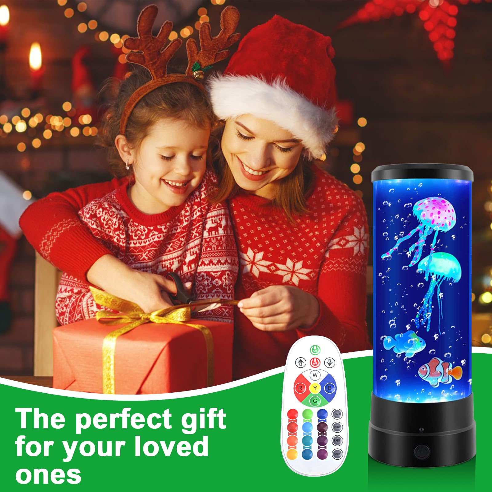 Quallen Lampe mit 17 Farben und Fernbedienung, LED Quallen Aquarium Lampe, Jellyfish Lamp Aquarium, Quallen Lavalampe Stimmungslicht für Kinder Erwachsene Entspannung Wohndekoration