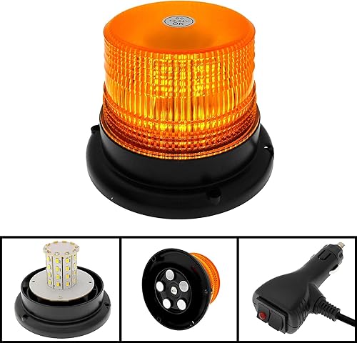 Miniatura 5 de LCKJWS Luz estroboscópica LED con luz estroboscópica de 12 V-24 V para encendedor de cigarrillos, 40 LED ámbar luz intermitente para camiones, cajas