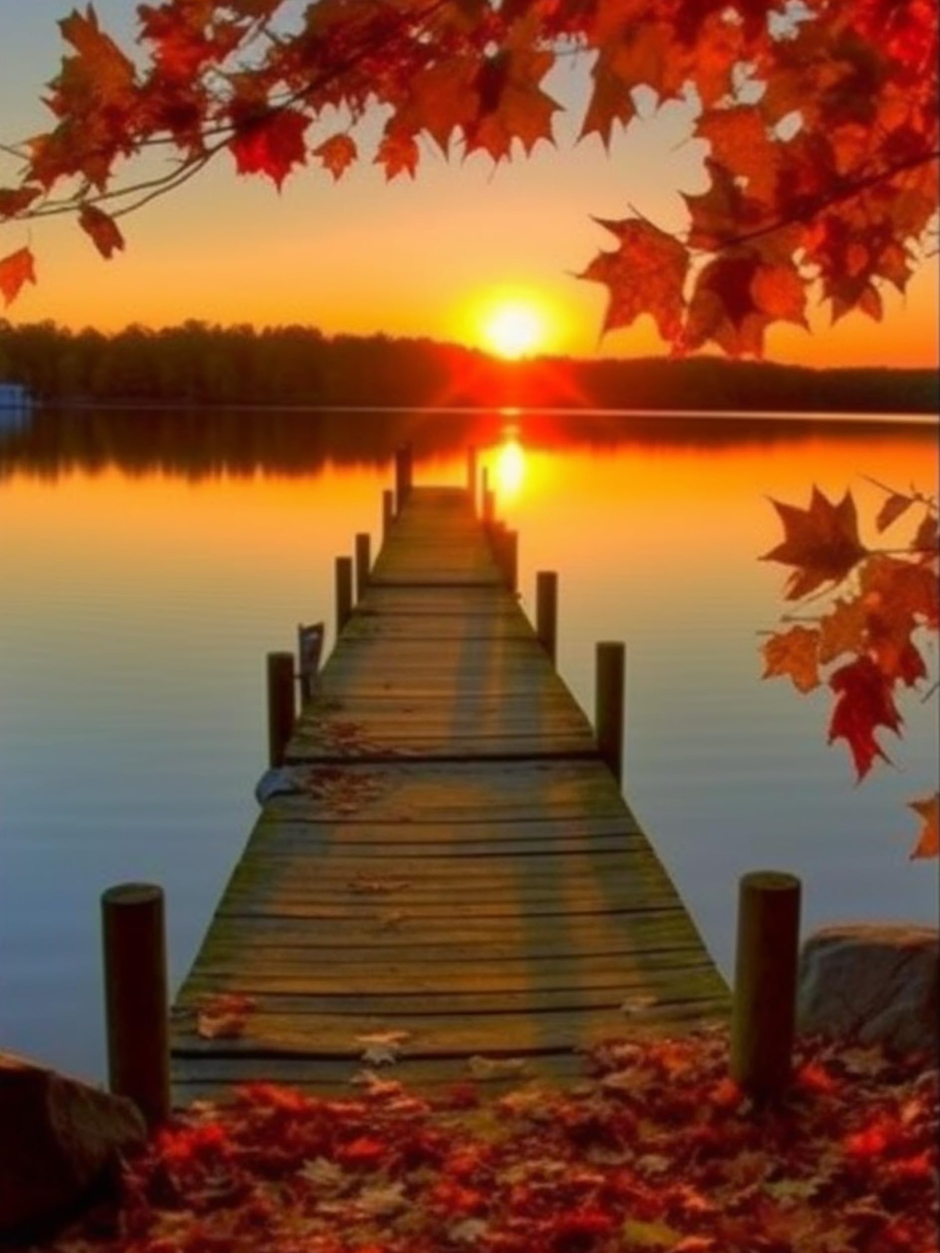 DIY 5D Diamond Painting by Number Kits, Diymood Painting Sunset Autumn Bridge Paint with Diamonds Arts Full Drill Canvas Picture for Home Wall Decor 30x40cm(12x16inch)