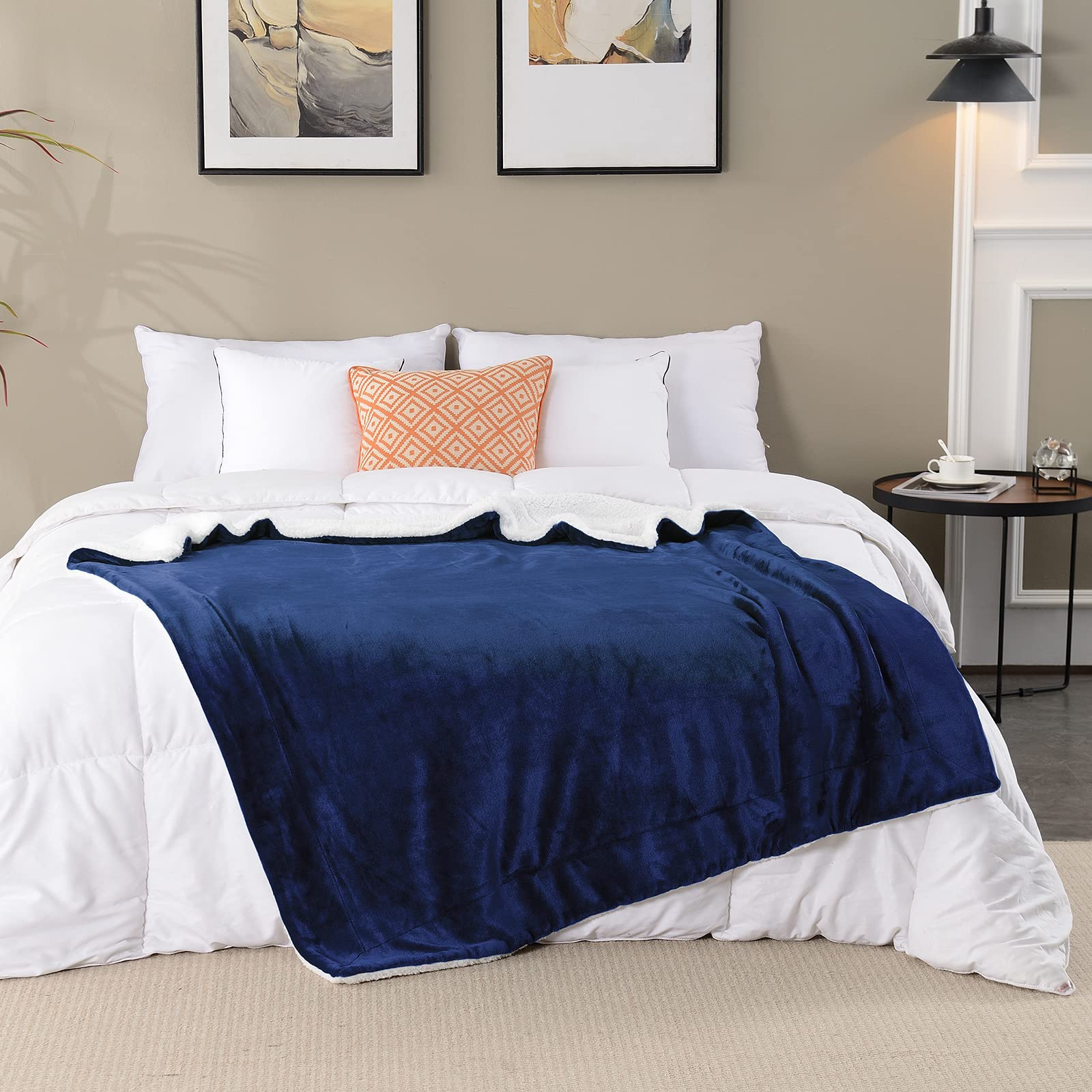 Good Nite Coperta In Pile Sherpa Reversibile, 150 X 200 Cm Soffice E Calda Per Letto Domestico E Viaggi Blu Navy Matrimoniale 95382809