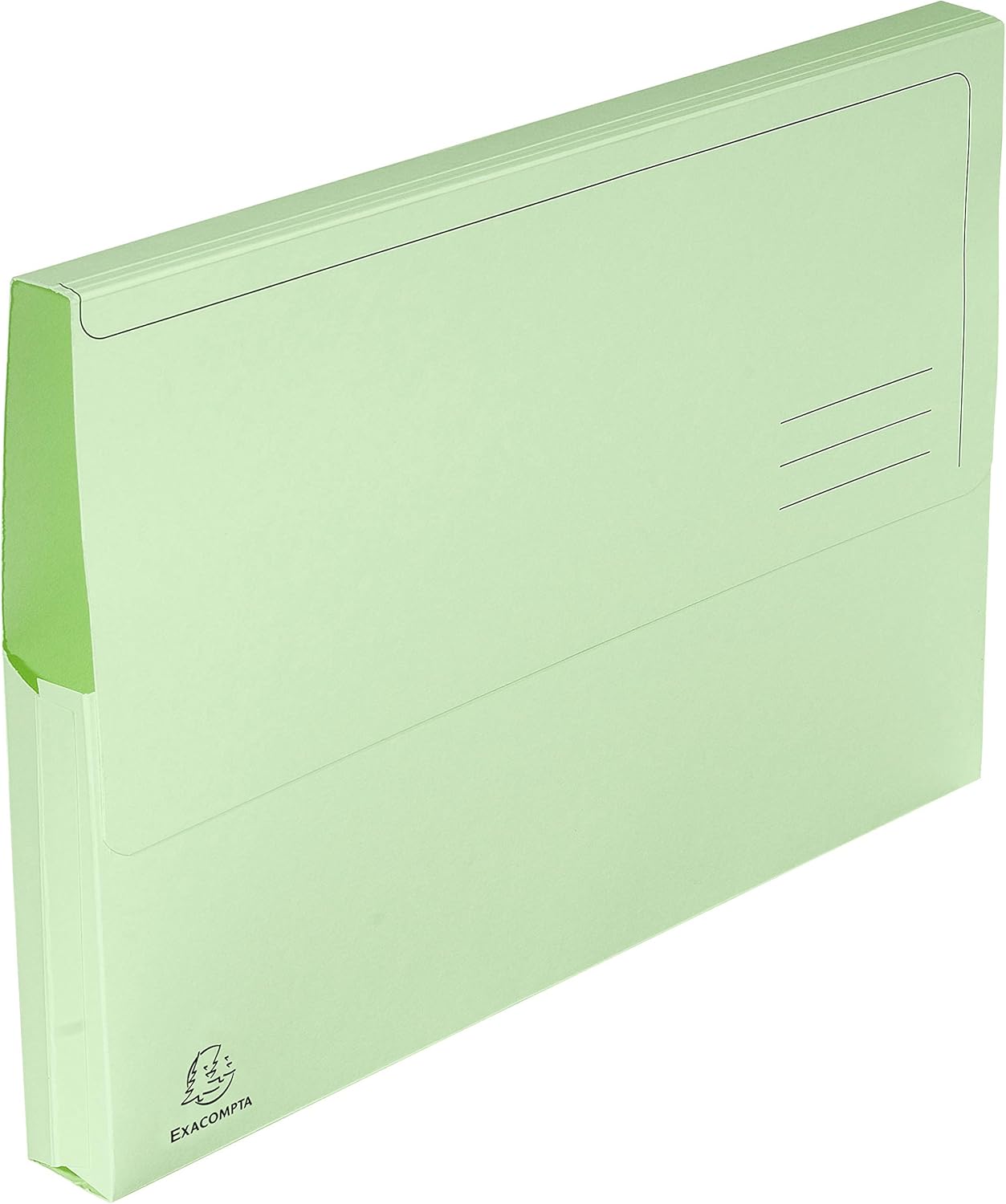 Exacompta - Ref 47973E - Super Pocket Wallets - 245 x 325mm in Size, Suitable for A4 Documents, 30mm Expanding Gusset, 210gsm Midweight Manilla - Light Green (Pack of 10)