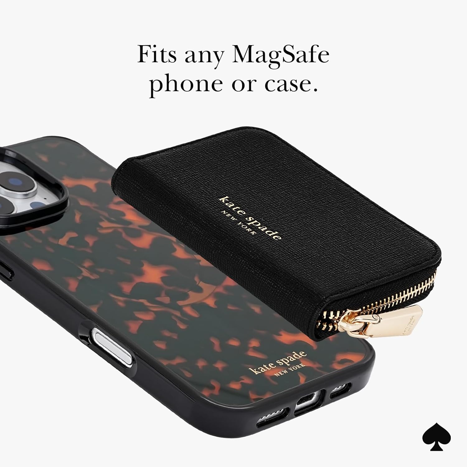 kate spade new york Devin Zip Magnetic Wallet/Card Holder - Compatible with MagSafe Phones and Cases - Black - Image 6