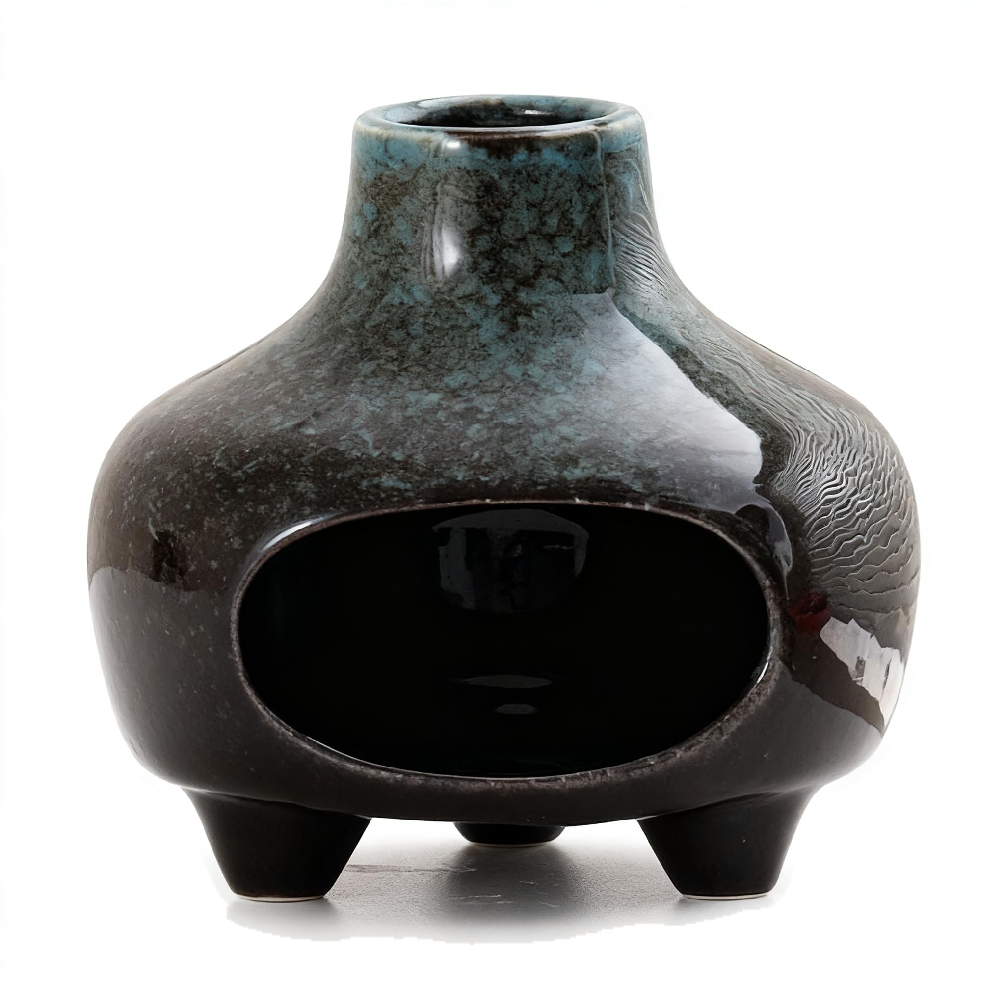 mophrati Unique Palo Burner Ceramic Incense Holders Smudge Pot Offers Charming Excellent Craftsmanship Cozy Environments Incense Cone Burner Palo Chimney And Lovely .craftsmanship, blue