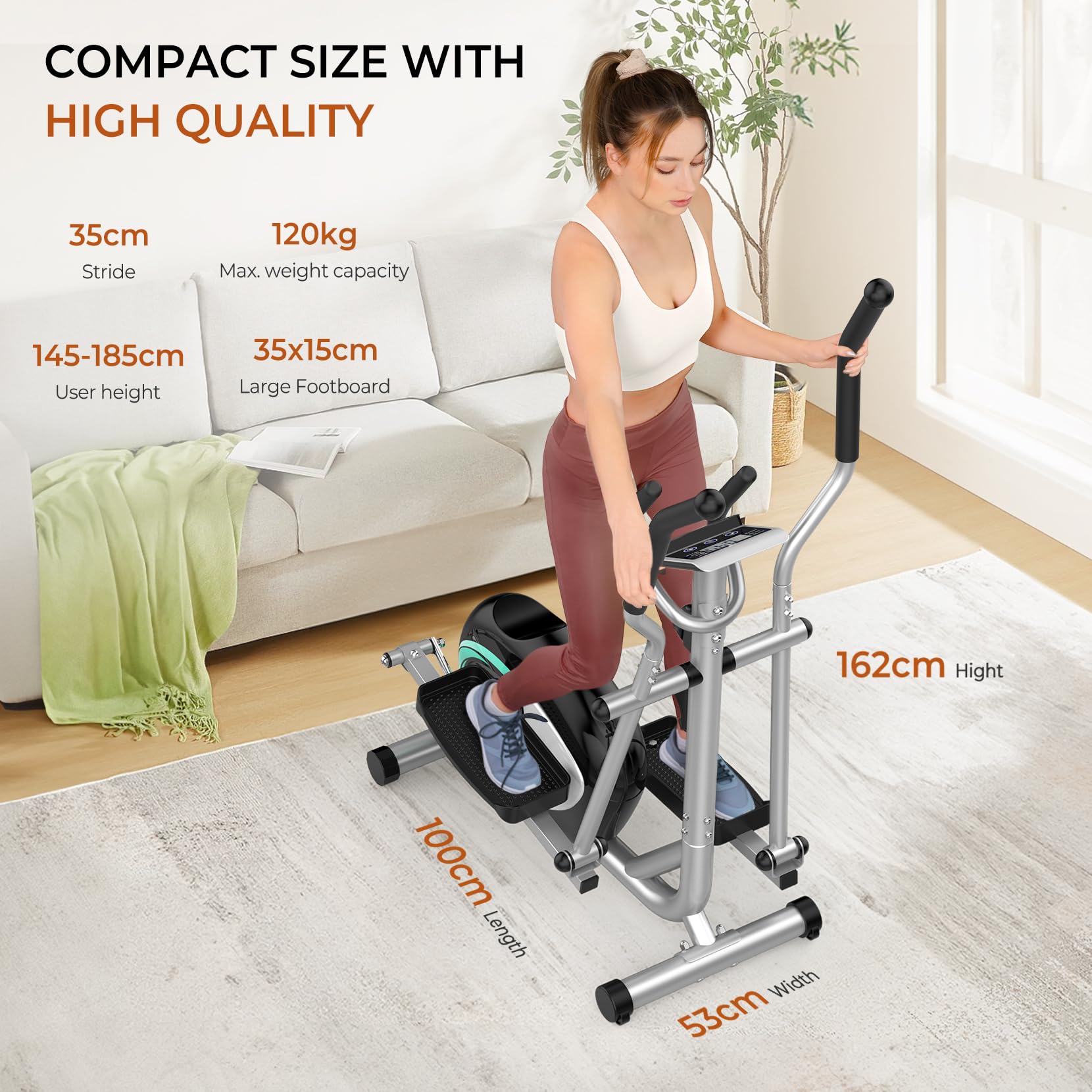 Dripex Crosstrainer, Ellipsentrainer für Zuhause mit 16 Widerstandsstufen, leiser und sanfter magnetischer Crosstrainer mit 6 kg Schwungrad, LCD-Monitor und Pulsmessung