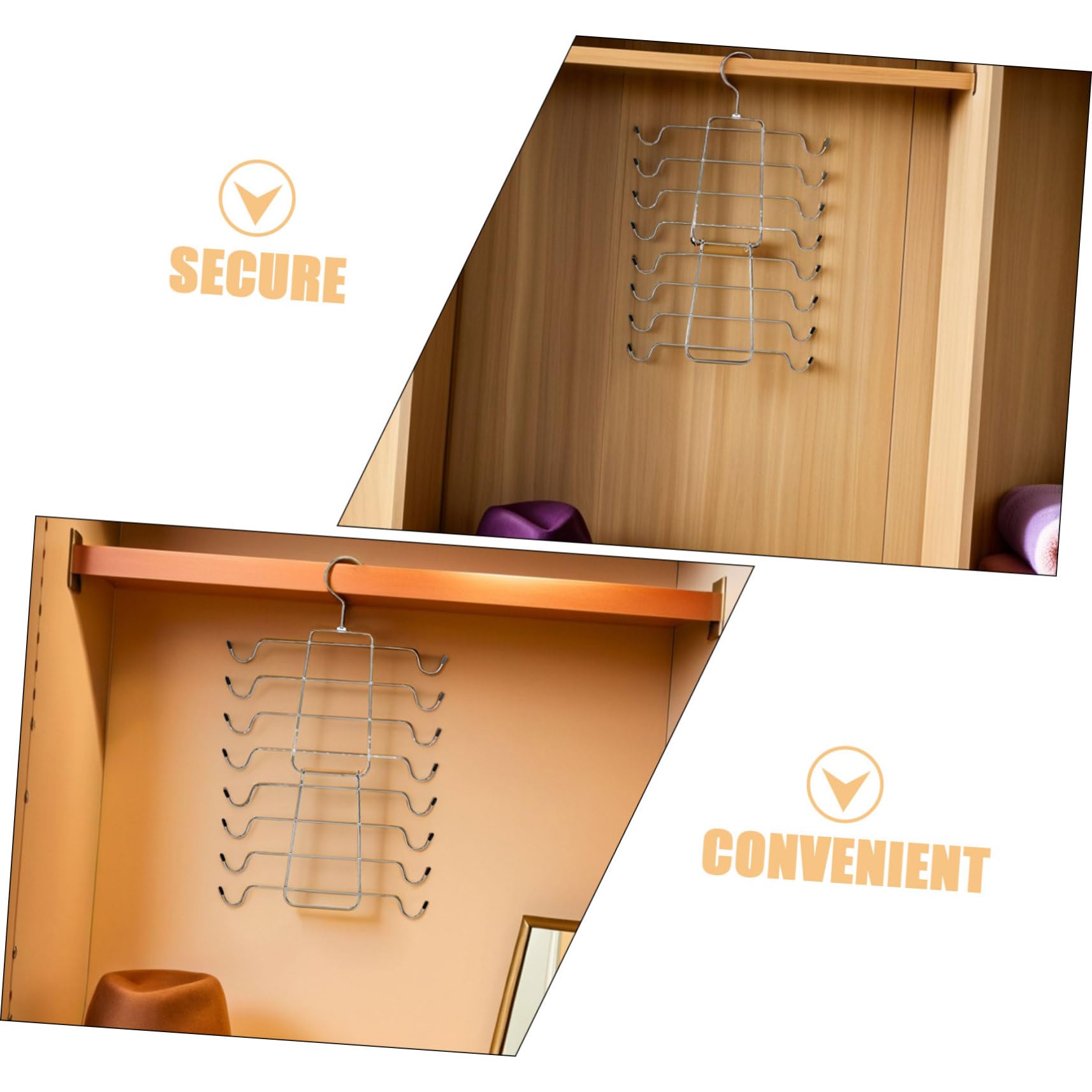 LABRIMP 4 Stück Platzsparende Faltbare Metall-BH-aufbewahrungshänger mit Drehbarem Haken Robuster Bügel für BHS Tanktops Camisoles und Badeanzüge Eleganter Silberner Schrank-Organizer