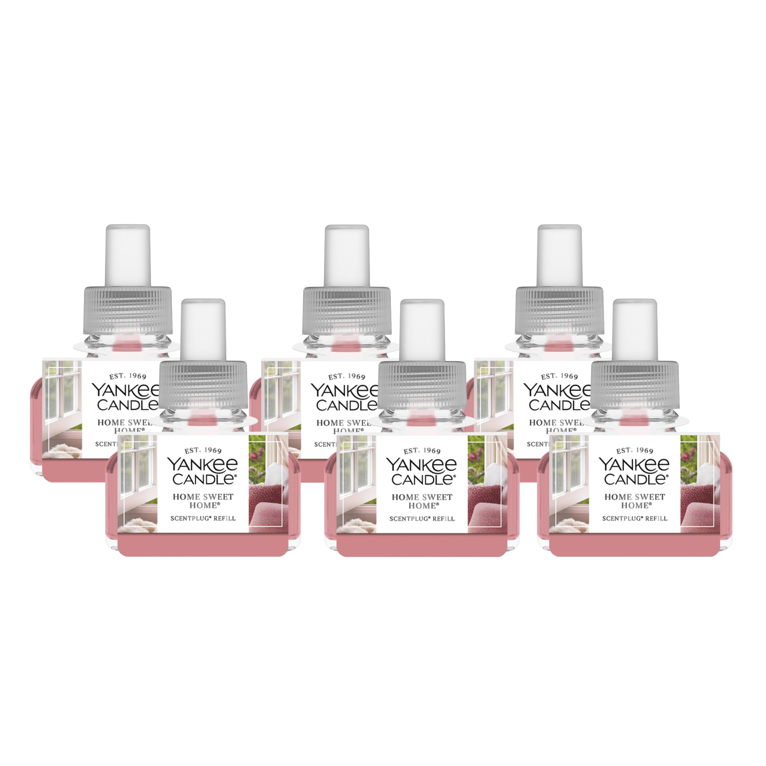 Yankee Candle ScentPlug Refill for Plug in Air Fresheners, Scented Oil Refills, Long Lasting Home Fragrance, Home Sweet Home (Pack of 6)