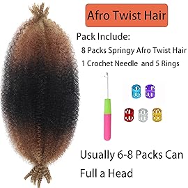 Marley Twist Braiding Hair 14 inch Pre-Separated Braiding Hair Springy Afro Twist Hair 8 Packs for Distressed Faux Locs Spring Twist Hair Extensions for Women (1B3027, 14 Inch (Pack of 8))