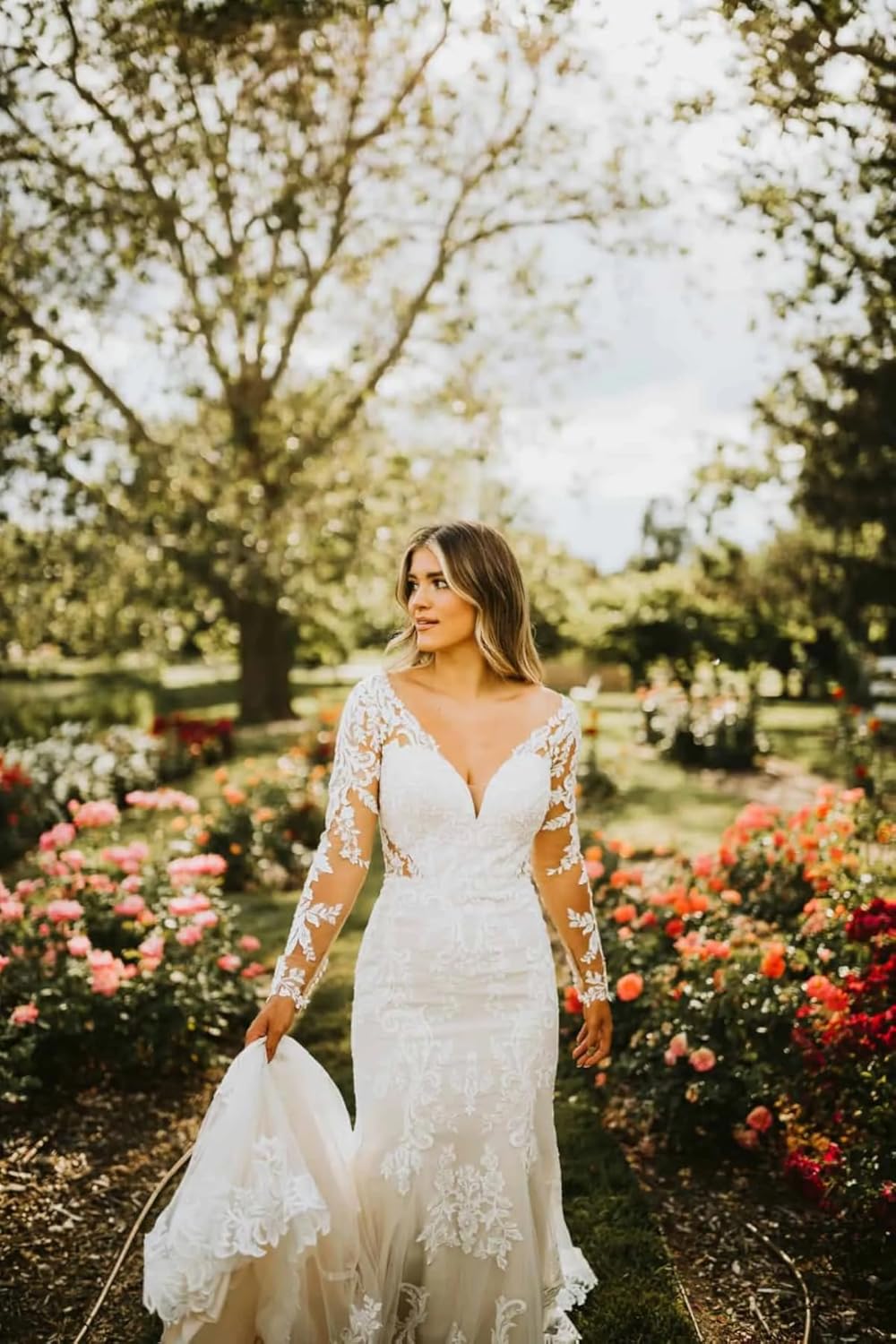 Fivsole Wedding Dresses for Birde 2025 Lace Applique Long Bridal Dress Mermaid Wedding Gown with Train
