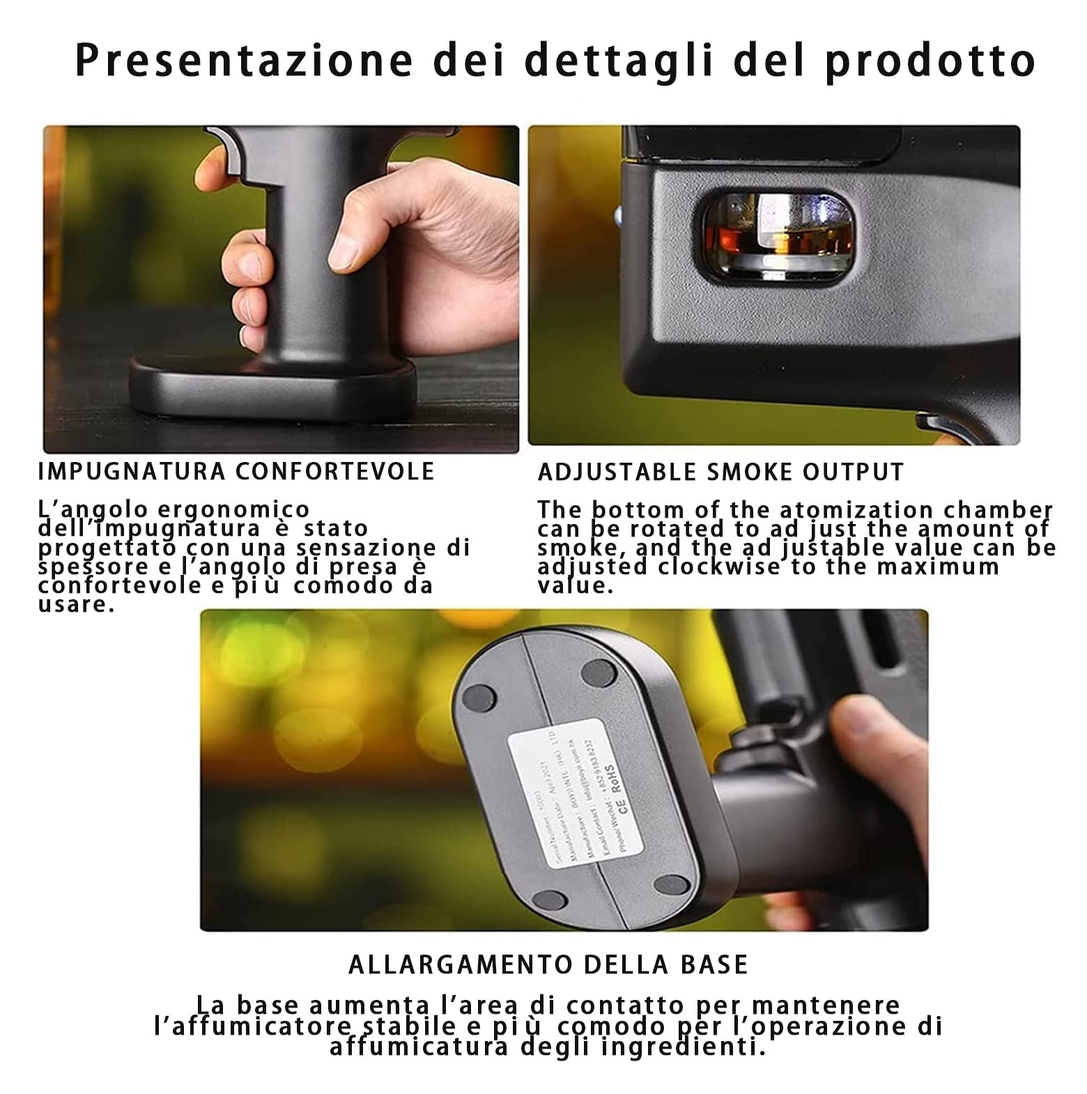 Gguwug（Accessori）Pistola Infusore di Fumo Alimentata Via USB, Kit Pistola Bolle per Affumicatore di Cocktail, Generatore di Fumo Freddo Elettrico Portatile, flavour blaster affumicatore bbq