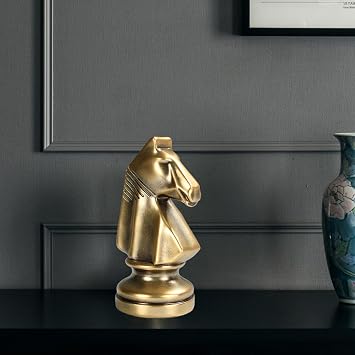 Chess Ornaments Chess Piece Office Decoration Chess Knight King Queen Chess Statue Decor Piece,Chess Sculpture Figurine for Home Desktop Games Molds Epoxy Resin Ajedrez Adornos, Gold