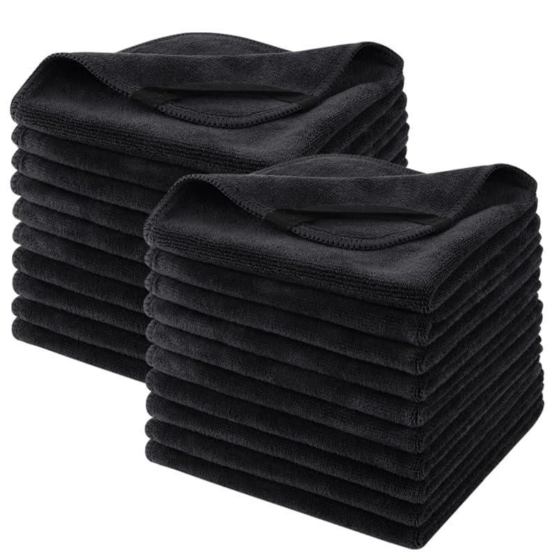 Panos faciais de microfibra SINLAND 30,48 cm x 30,48 cm, pretos, pacote com 20