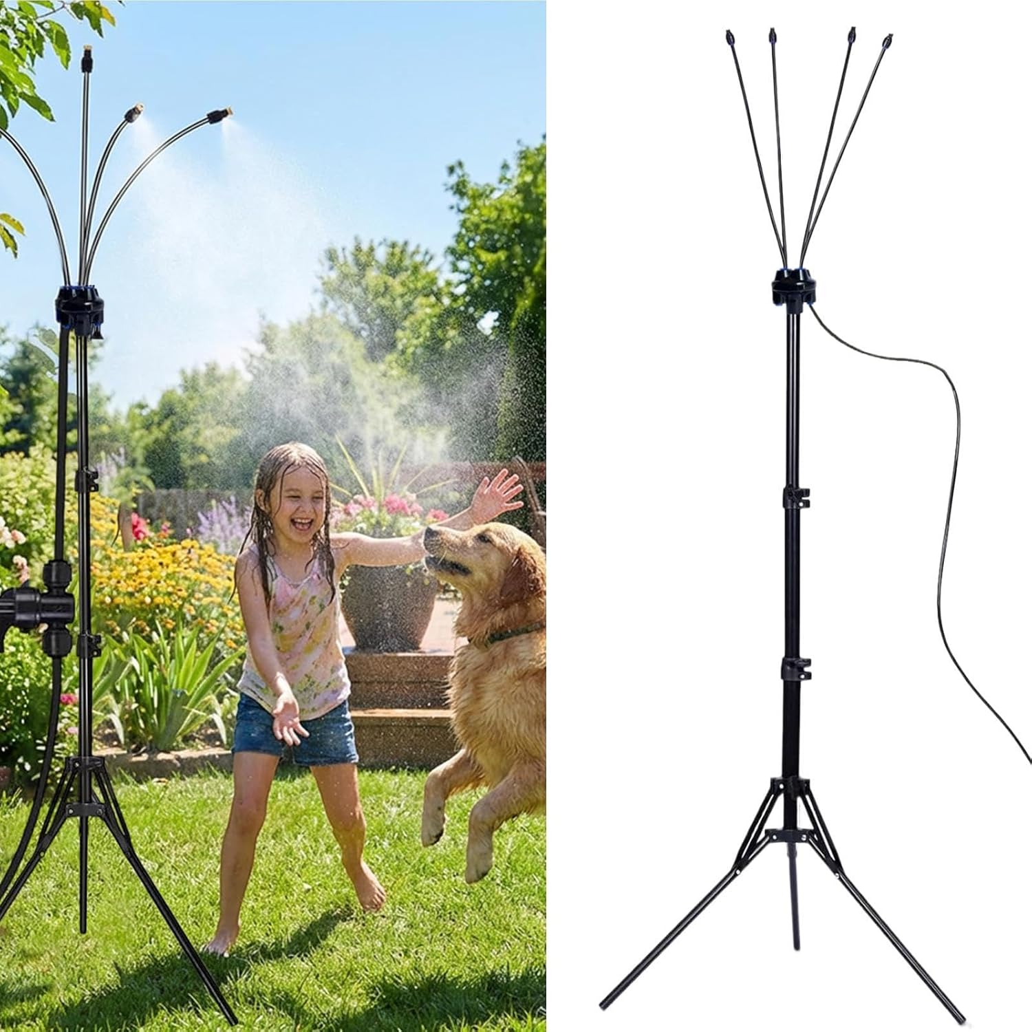 Patio Mister, Adjustable Height Standing Portable Misting System, Patio Misting System, for Backyard Yard Garden Park Summer Spring Play Activities Games Party Deck Porch Pool
