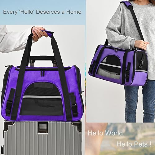 Vista 22 de Transportador de perros y gatos suave para mascotas pequeñas y medianas de hasta 16 libras, aprobado por la TSA, transportador de viaje plegable