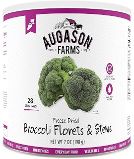 Augason Farms Freeze-Dried Broccoli Florets & Stems - 34 Servings, 30-Year Shelf Life, Vitamin C Source for Emergency Food, Camping & Survival