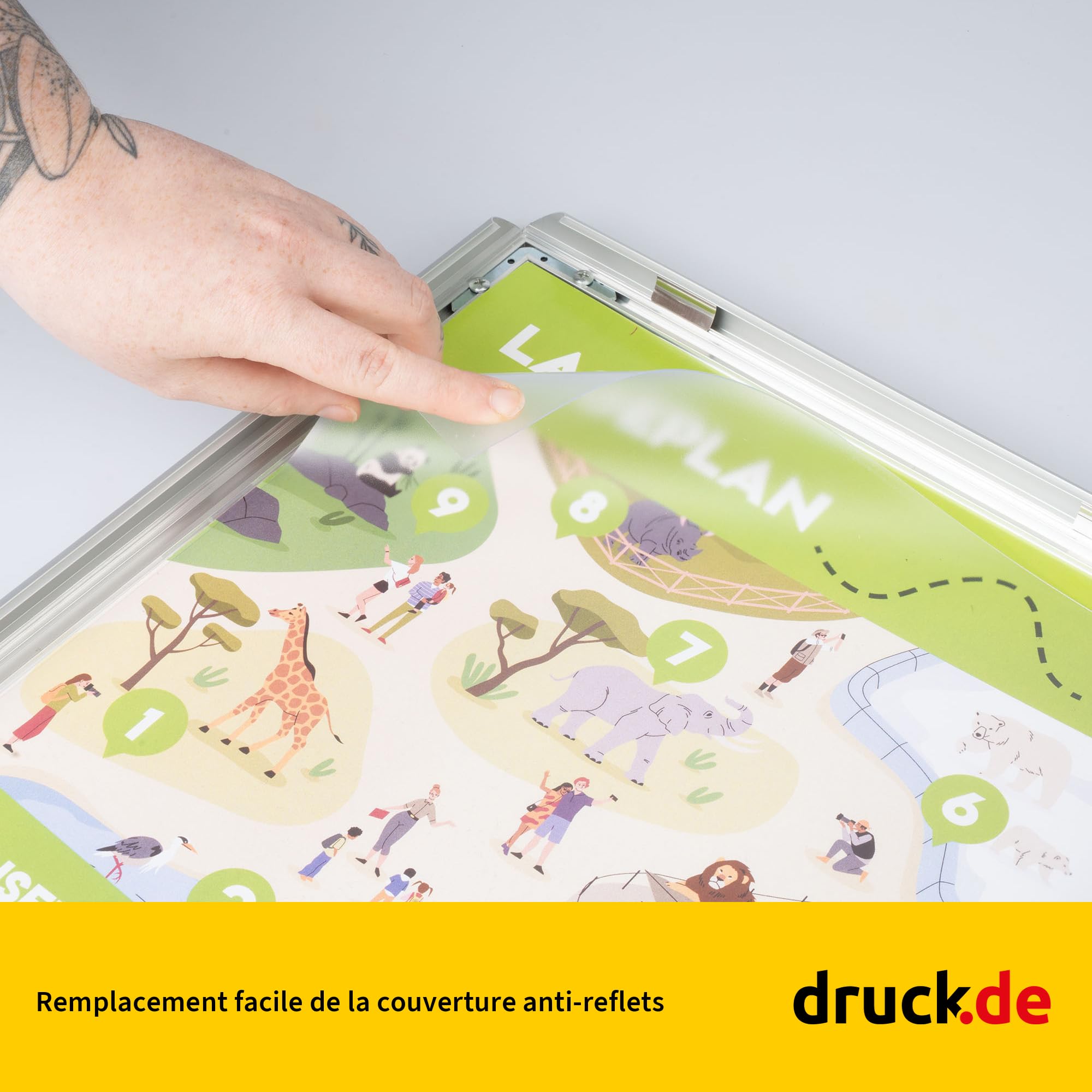 druck.de Lot de 5 cadres encliquetables A1 pour affiches, panneaux d'information, publicité - Cadre en aluminium avec profil de 2,5 cm - Convient pour montage mural - Protection en plastique