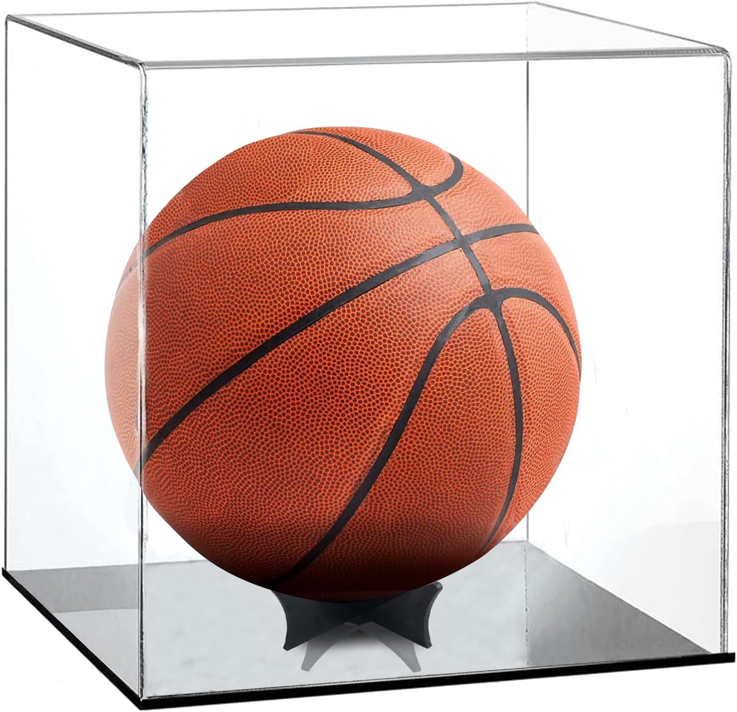 Basketball Display Case with Stand, Clear Acrylic Full Size Basketball Display Box for Baseball, Soccer, Volleyball, Figures, Toys, Collectibles, Sports Souvenirs, 10.2 x 10.2 x 11 Inches
