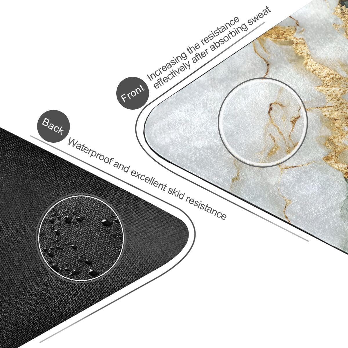 ALAZA White Marble Yoga Mat Non Slip Fitness Exercise Mat, Workout Mat for Yoga, Pilates and Floor Exercises