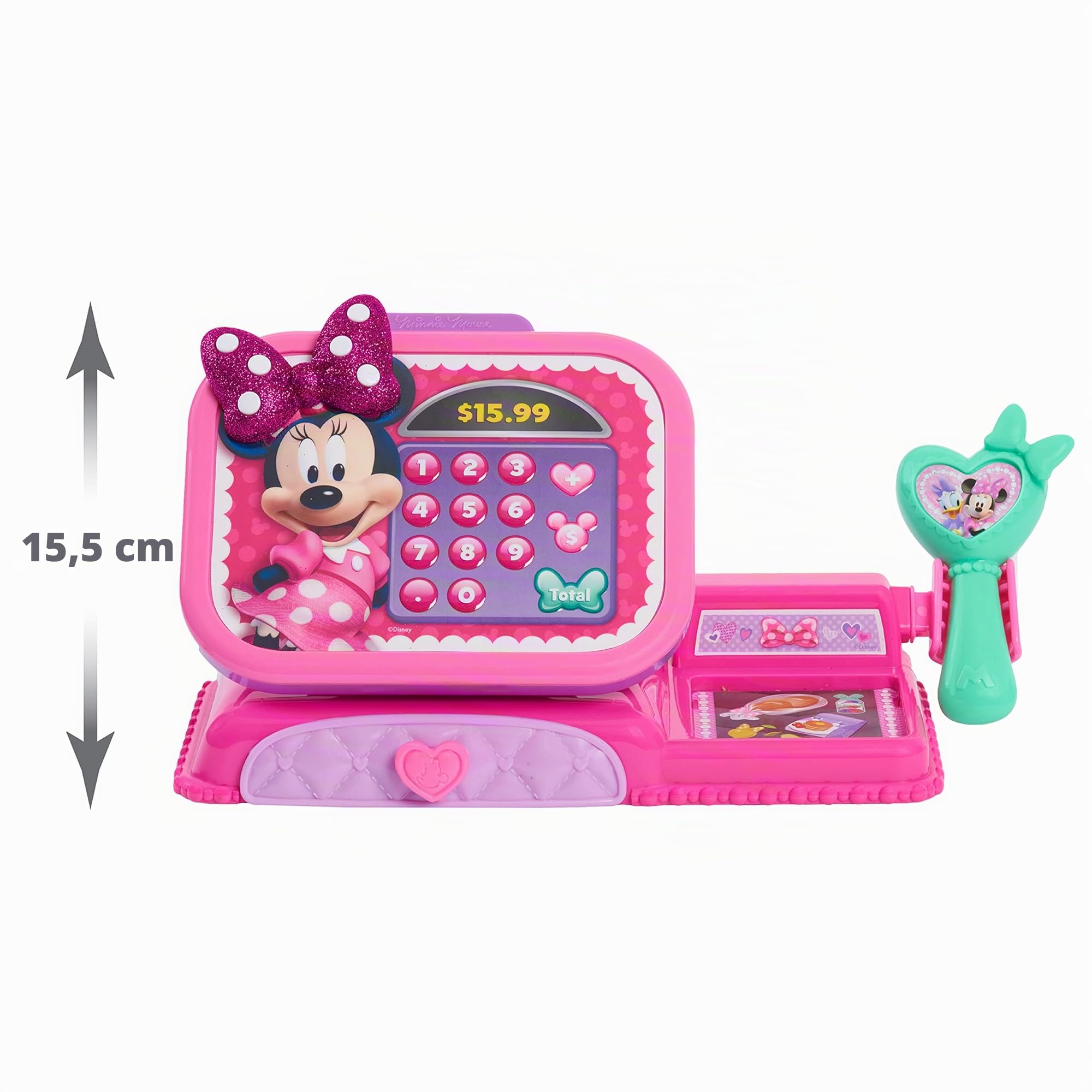 Just Play Caja registradora Minnie Mouse Bowtique de Disney Junior, con Sonidos; Juego Creativo para disfrazarse, Juguetes para niños a Partir de 3 años