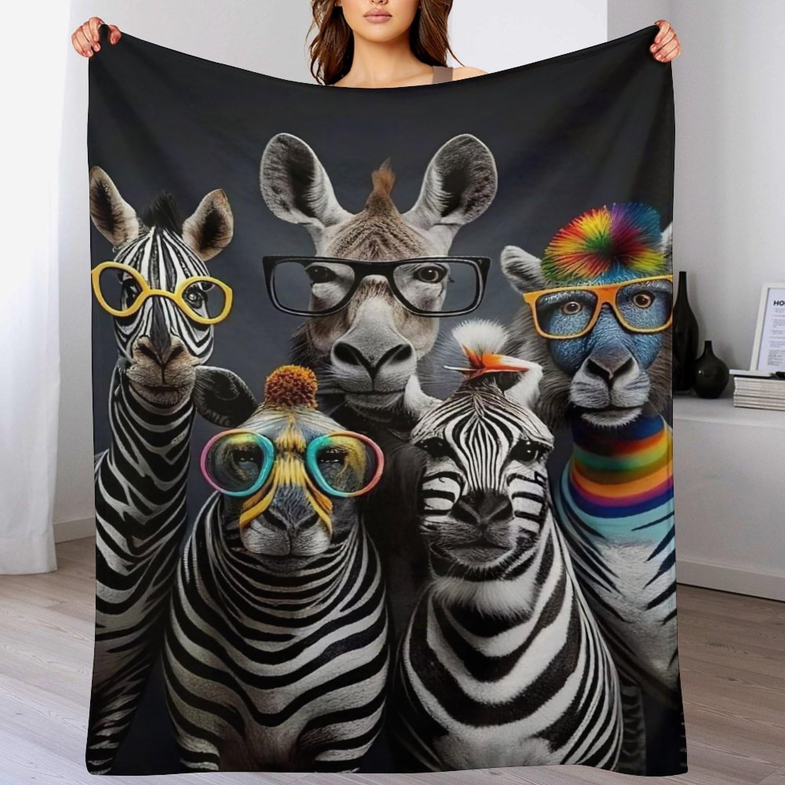 Couverture zèbre douce pour cocooning sur le canapé et nuits de voyage
