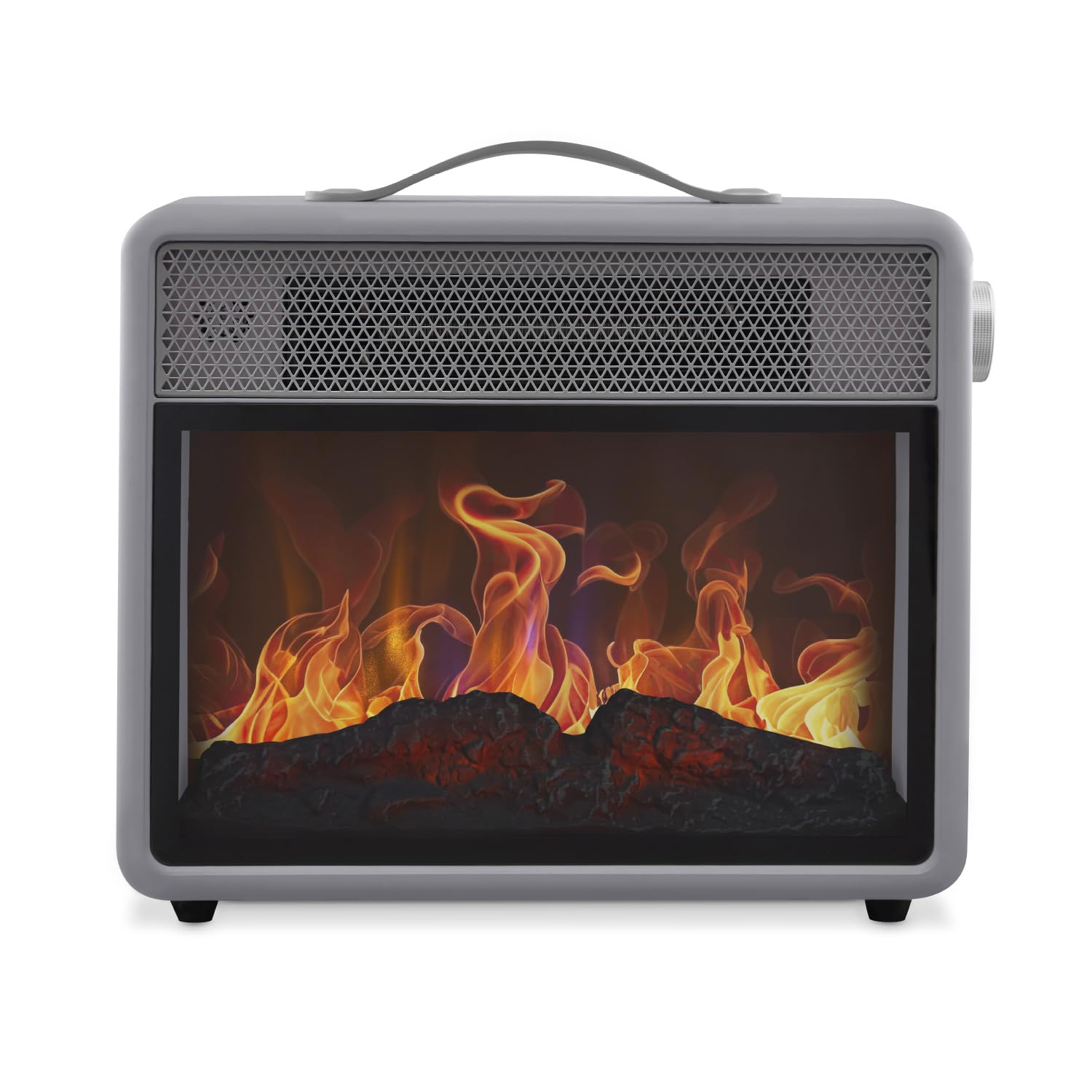 Swan Retro Flame Effect Heater with Adjustable Thermostat, Independent Flame Effect, Quiet Operation, Overhear and Tip Over Switch Protection, 1.8KW, Grey, SH27034