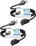 DEWENWILS Cord d'extension extérieur 25FT, Cordon d'alimentation imperméable pour les appareils d'intérieur extérieur, Noël, 14/3 SJTW, Noir, ETL Inscrit, paquet de 2