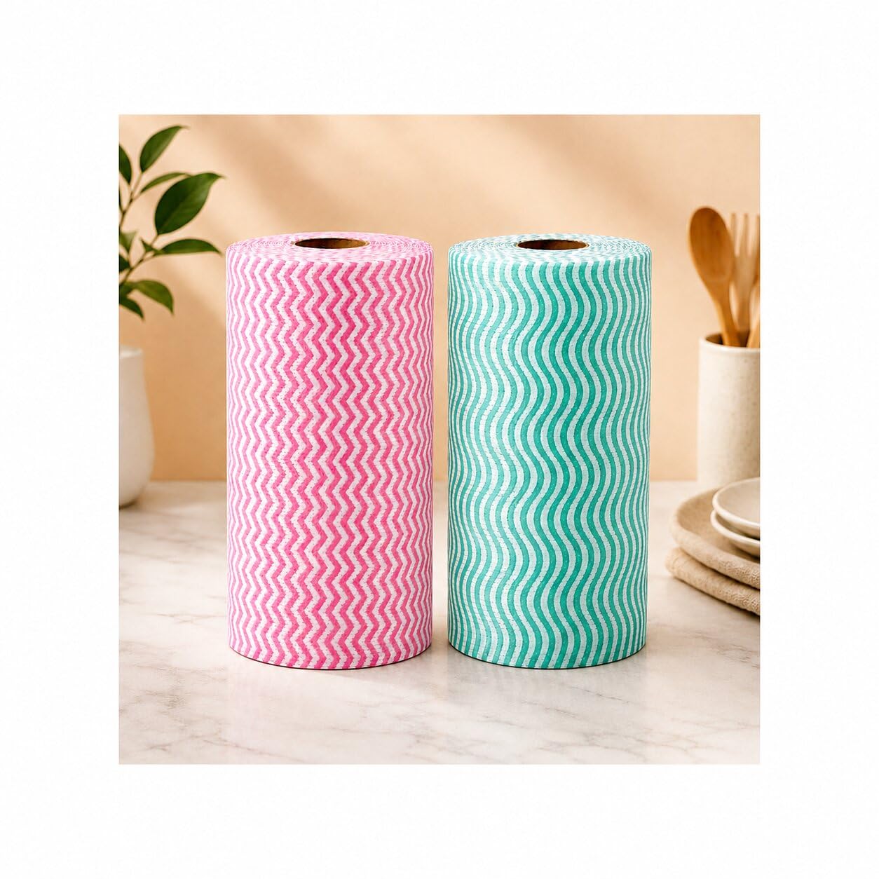 Premium Reusable Kitchen Wipe Roll – 80 Sheets Per Roll | Multi-Purpose Washable Cleaning Cloth Roll (Pack of 2)-image-11