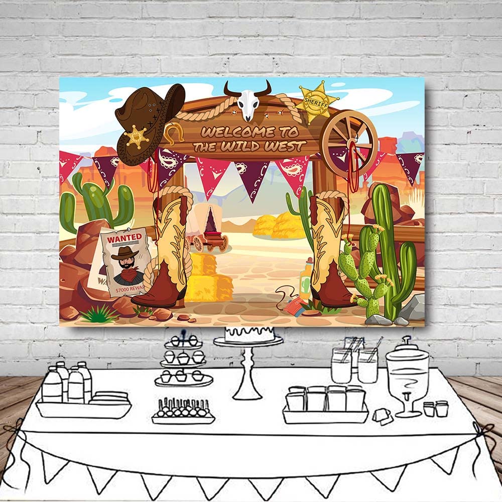 Sfondo Per Feste Western 1,5x1,2 M – Decorazione Selvaggio West Con Palloncini Cowboy Yee Haw | Kit Completo Per Compleanni E Baby Shower A Tema Far West