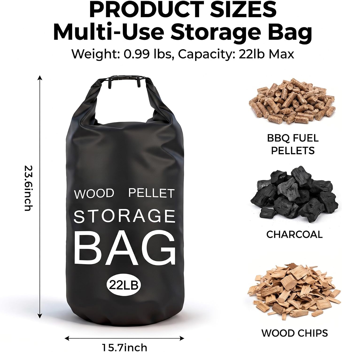 2 Pack 22LB Waterproof Wood Pellet Storage Bags with Handles