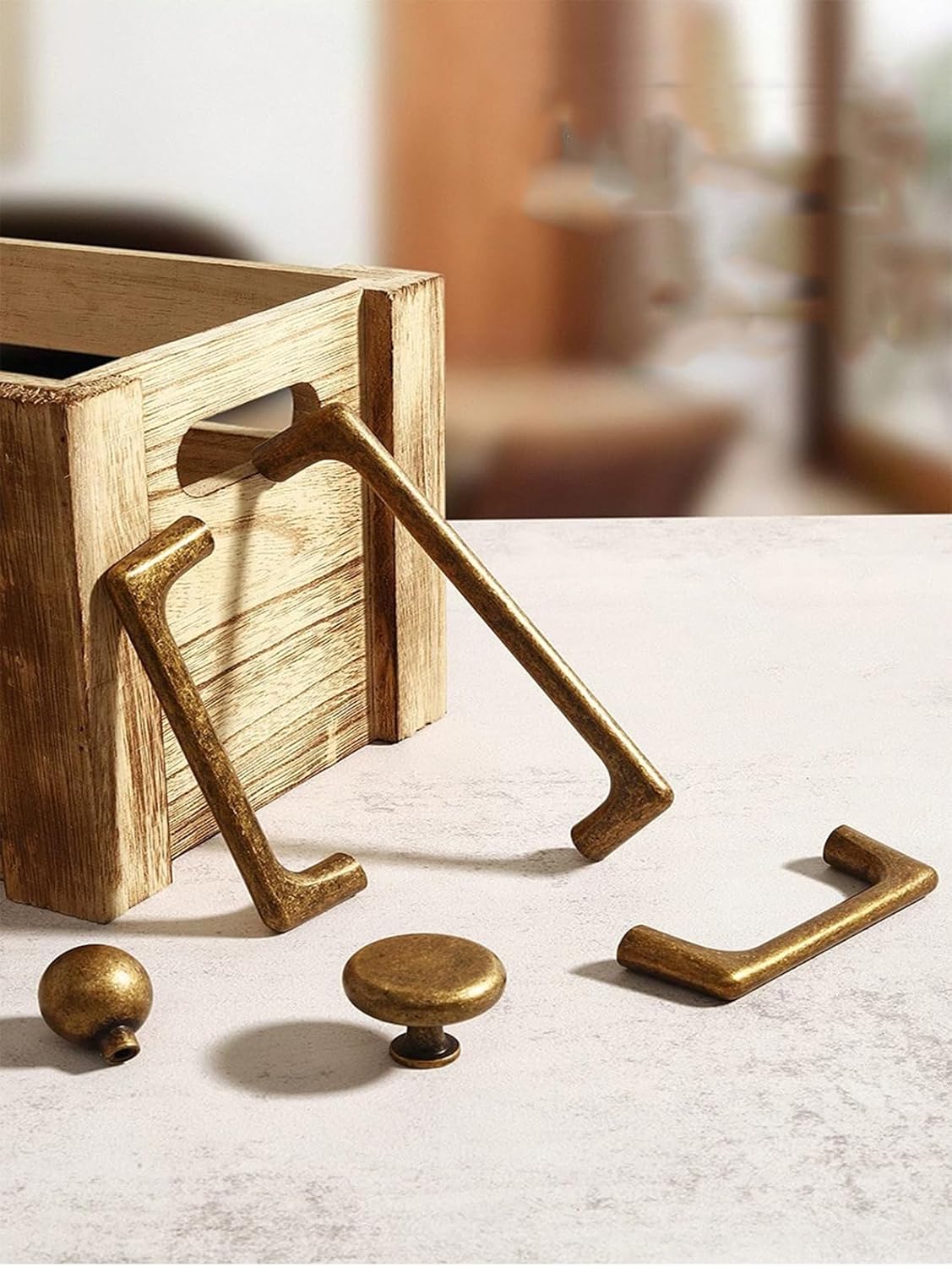 SYZOW Antique Brass Furniture Handle, 6 Pieces, Vintage Kitchen Furniture Handle, Antique Kitchen Door Handle, 160 mm Spacing