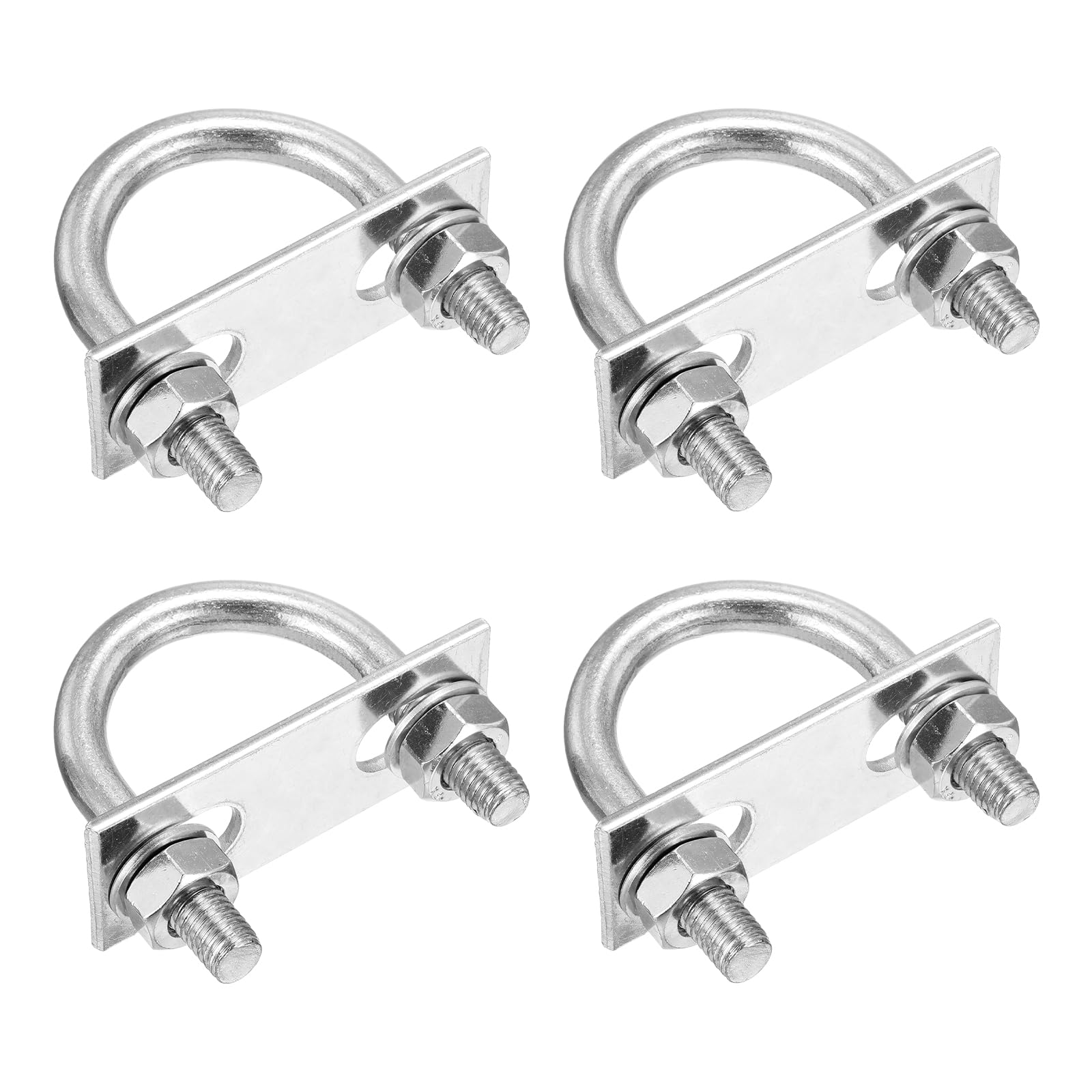 DTGN M10x42x73mm U Bolts Round Kit, 4Set, 304 Stainless Steel U-Bolt Kit with Nuts, Washers, Frame Plate, Good for DN25 Pipe