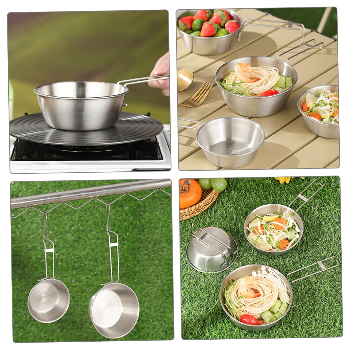 Toyvian 2 Sätze Faltbare Schüssel Teiliges Campinggeschirr Mit Praktischen Klappgriffen Für Picknick Und Outdoor Aktivitäten Platzsparend Und Langlebig Hochwertigem 3 Stücke * 2